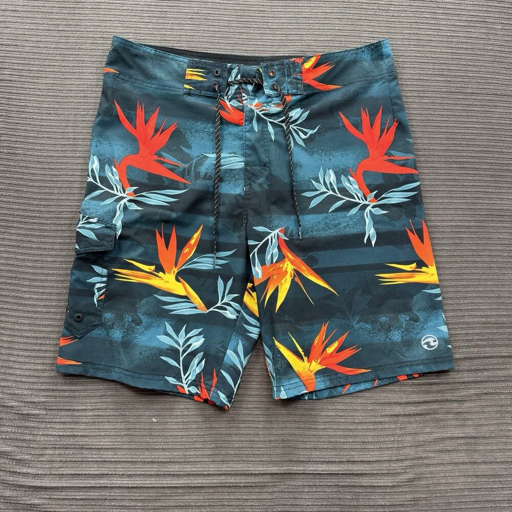 Ocean Current Board‎ Shorts Men 34 Floral Print Polyester Beach Swim Weekend.
